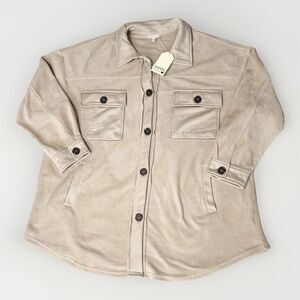 NWT Jodifl The Herbie Tan Button Up Fleece Jacket 2XL